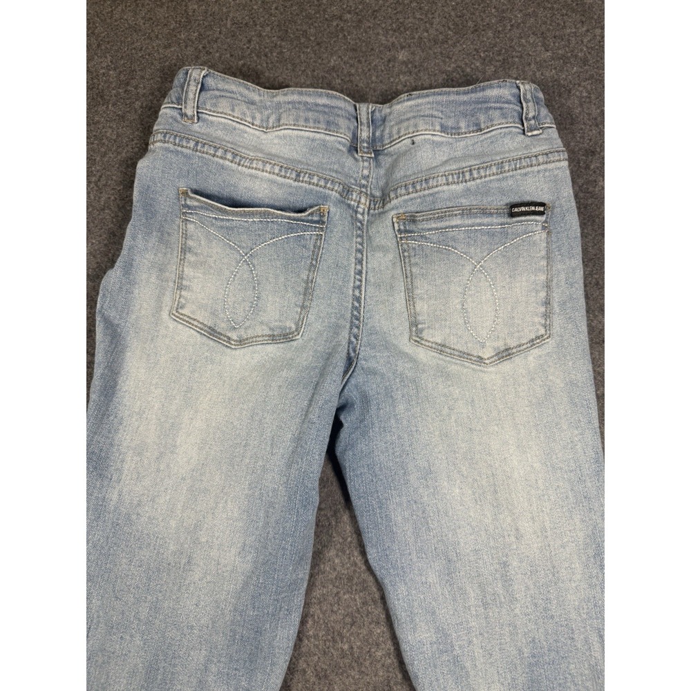 Calvin Klein Jeans Girls Light Wash Distressedβ Ankle Flare Jeans Size 12